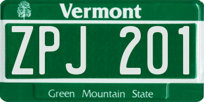 VT license plate ZPJ201