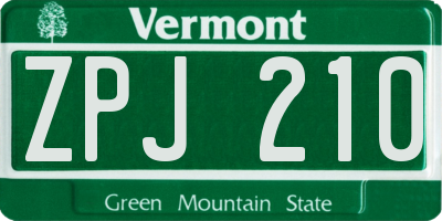 VT license plate ZPJ210
