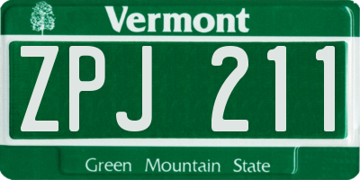 VT license plate ZPJ211