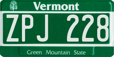 VT license plate ZPJ228