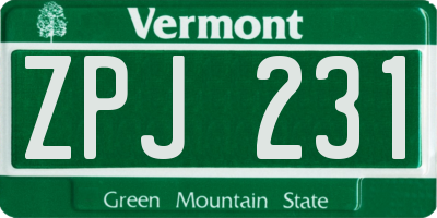 VT license plate ZPJ231