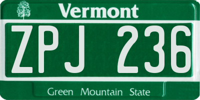 VT license plate ZPJ236