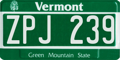 VT license plate ZPJ239