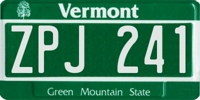 VT license plate ZPJ241