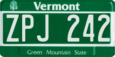 VT license plate ZPJ242