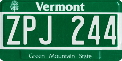 VT license plate ZPJ244