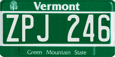VT license plate ZPJ246