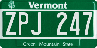 VT license plate ZPJ247