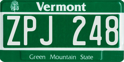 VT license plate ZPJ248