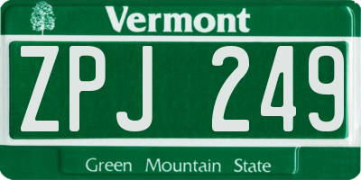 VT license plate ZPJ249