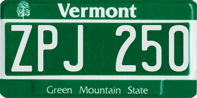 VT license plate ZPJ250