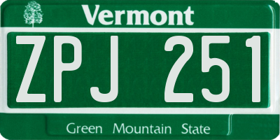 VT license plate ZPJ251
