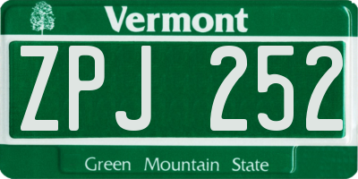 VT license plate ZPJ252