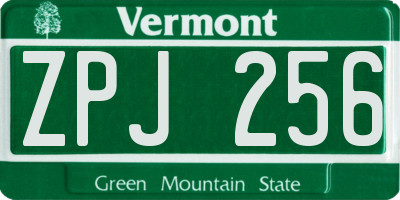 VT license plate ZPJ256