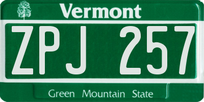 VT license plate ZPJ257