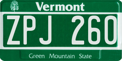 VT license plate ZPJ260