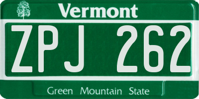 VT license plate ZPJ262