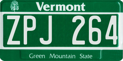 VT license plate ZPJ264