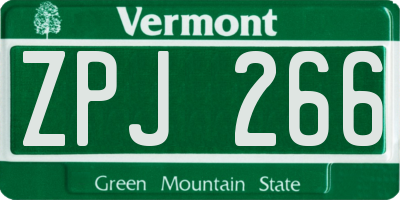 VT license plate ZPJ266