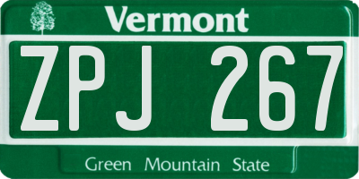 VT license plate ZPJ267
