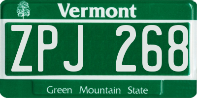 VT license plate ZPJ268