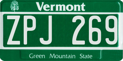 VT license plate ZPJ269