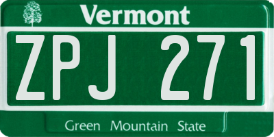 VT license plate ZPJ271