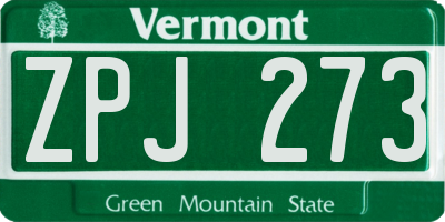 VT license plate ZPJ273