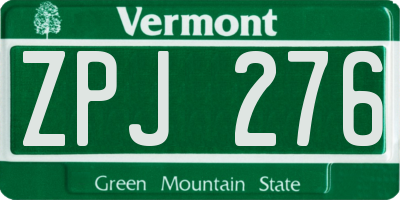VT license plate ZPJ276
