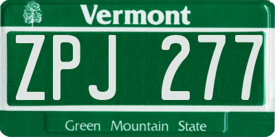 VT license plate ZPJ277