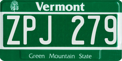 VT license plate ZPJ279