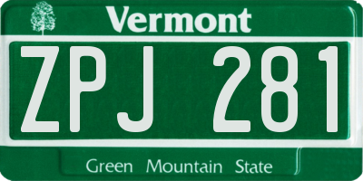 VT license plate ZPJ281