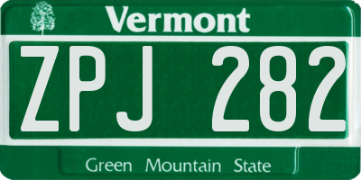 VT license plate ZPJ282