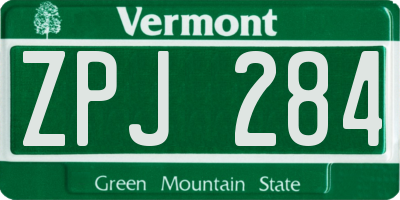 VT license plate ZPJ284