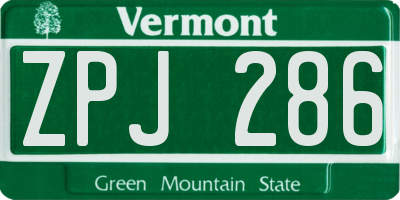 VT license plate ZPJ286