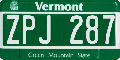 VT license plate ZPJ287