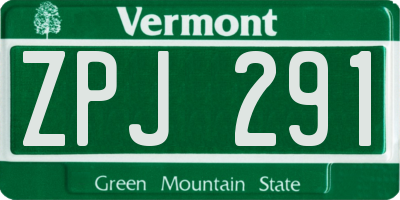 VT license plate ZPJ291