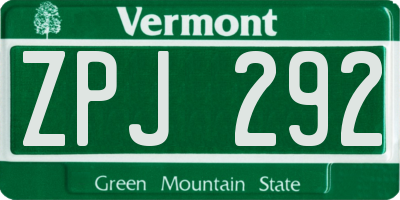 VT license plate ZPJ292