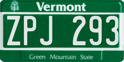VT license plate ZPJ293