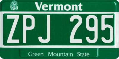VT license plate ZPJ295