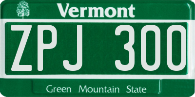 VT license plate ZPJ300