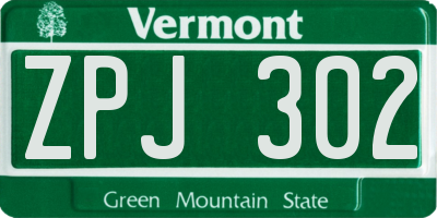 VT license plate ZPJ302
