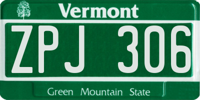 VT license plate ZPJ306