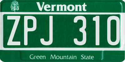 VT license plate ZPJ310
