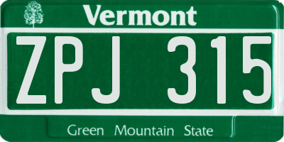 VT license plate ZPJ315