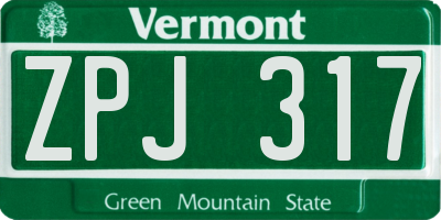VT license plate ZPJ317