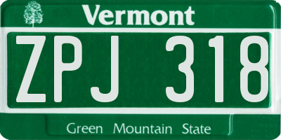 VT license plate ZPJ318