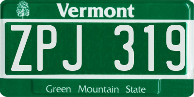 VT license plate ZPJ319