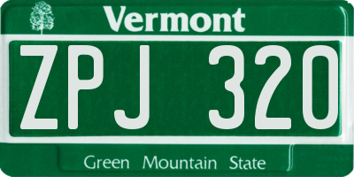 VT license plate ZPJ320