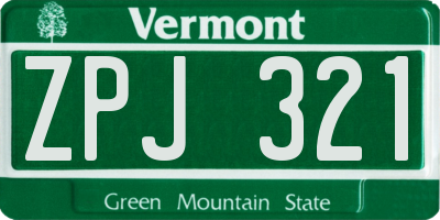 VT license plate ZPJ321
